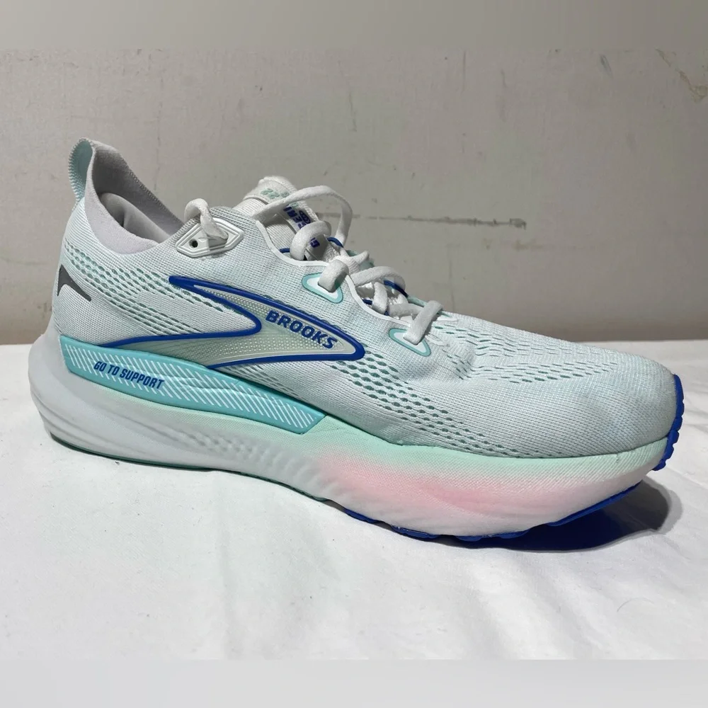 Brooks Women's Glycerin GTS 22 Running Shoe 10.5 White Limpet Shell Amparo Blue - Picture 7 of 16